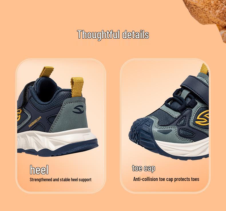 Hapi Bear Leather Kids' Sneakers: Comfortable, Casual Shoes for Boys & Girls, Ideal for Spring and Autumn.