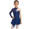 Κορίτσια Junior Sparkly Sequins Μακρυμάνικο Φόρεμα Χορού Leotard Στολή Διαγωνισμού καλλιτεχνικού πατινάζ Όμορφα ενδύματα χορού