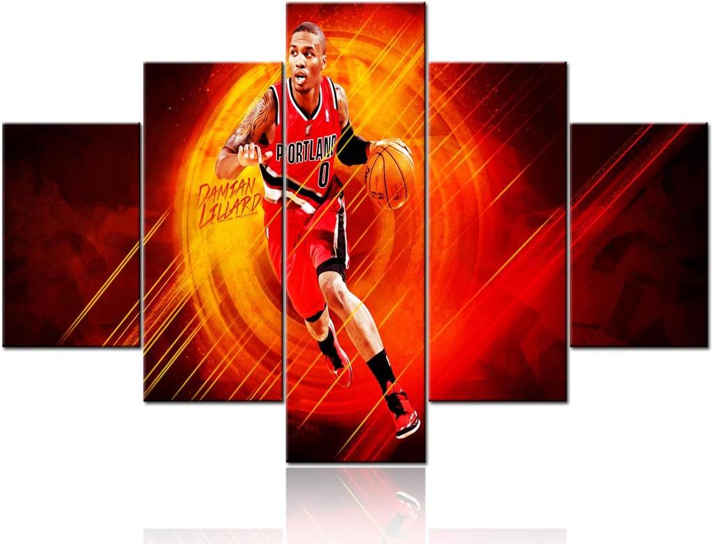 5Pcs Basketball Star Player Sports Gym Pictures Art Poster 5 Panel Modern Canvas HD Print Home Decor 5 Pieces Paintings Wall