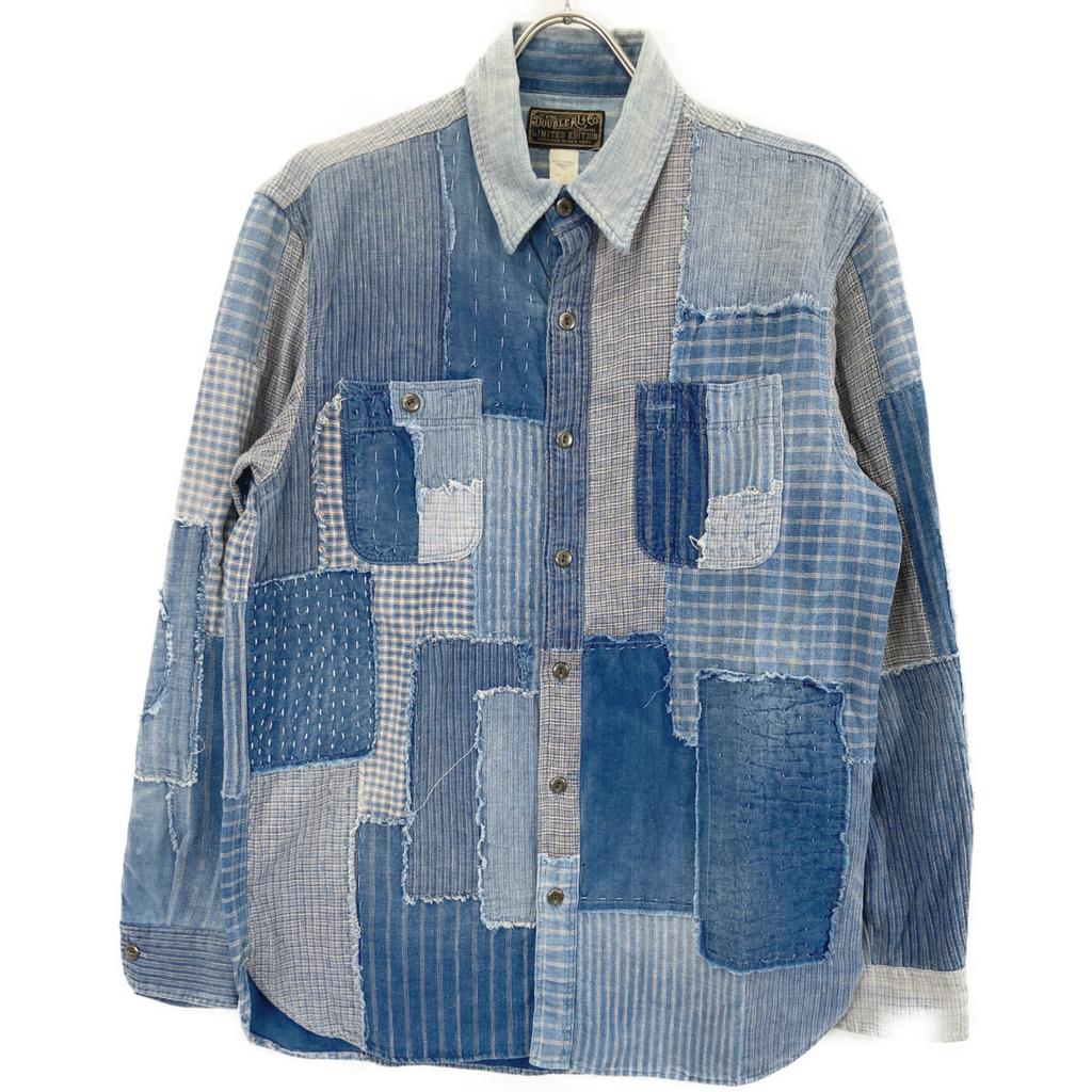 RRL Limited Edition Blue X Indigo Patchwork Denim Sashiko Shirt Tops M IndigoUsed