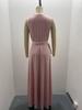 2025 European & American Women's Solid Color V-Neck Evening Gown - Spring/Summer Collection