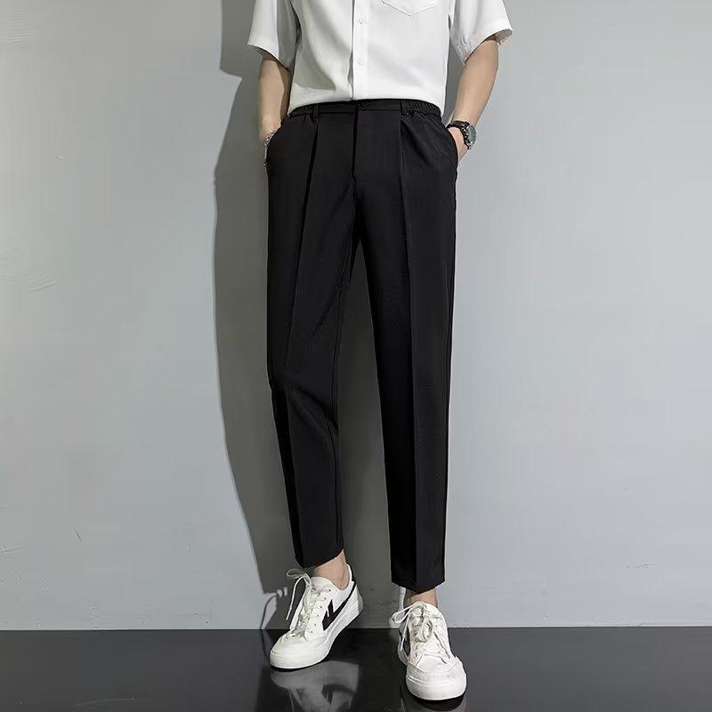 Nine-point Pants Lazy Trend New Solid Color Youth Popular Spring and Autumn Trendy Pants Men's Hong Kong Style Casual Straight