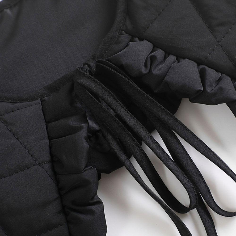 Fashion Padded Quilted False Collar Plaid Texture Thick Shawl Necklace Scarf Winter