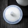Blue & White Ceramic Office/Meeting Cups with Lids (Set of 10)