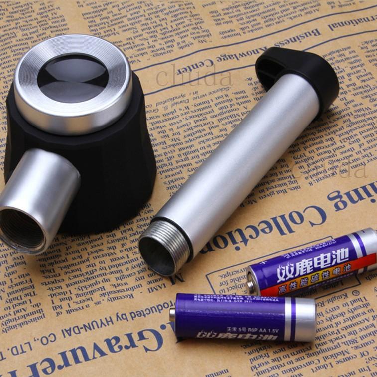 Ręczna 20x Metalowa Łyżka Kształtna Lupa LED z Światłem i Skalą