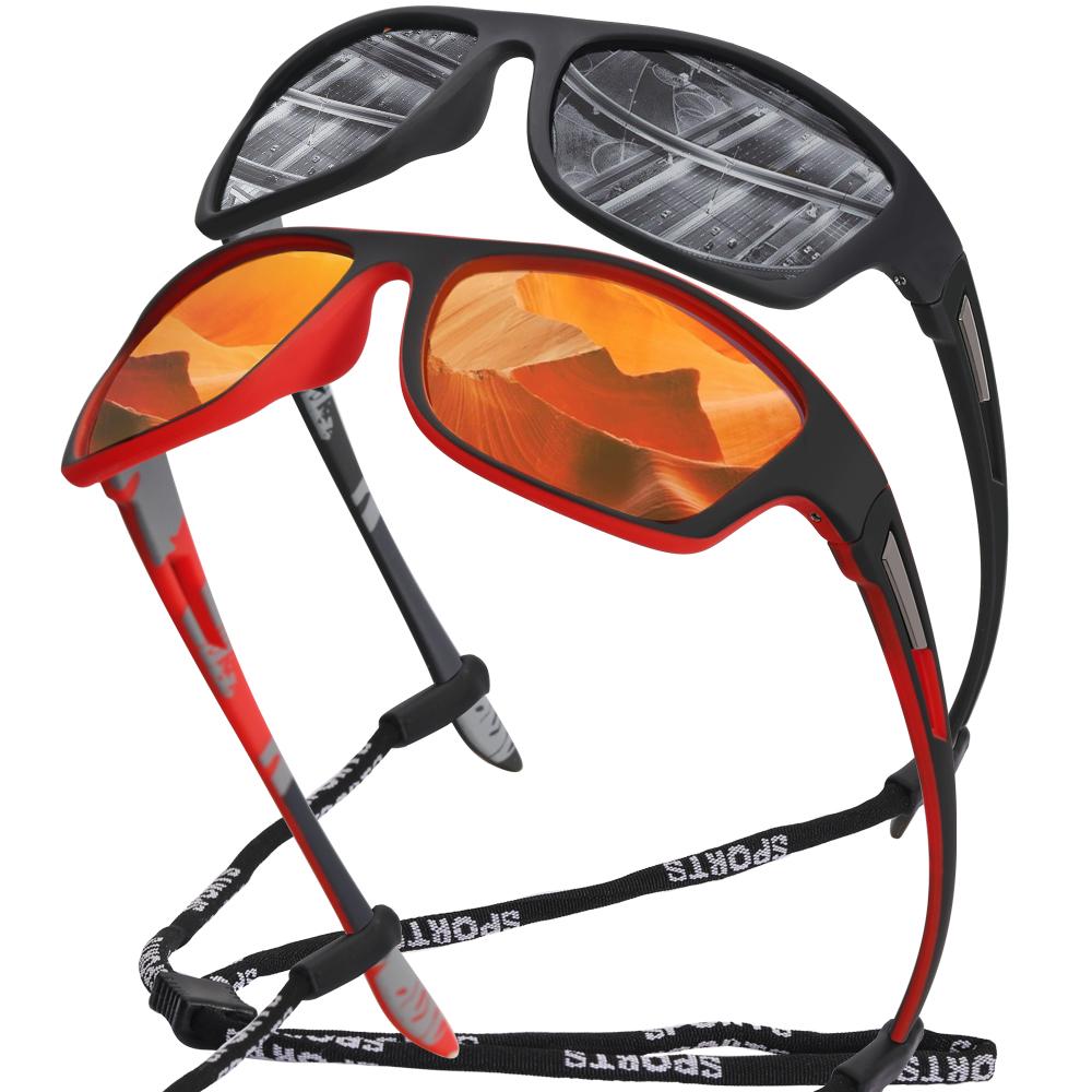 2Pack Polarized Sports Sunglasses for Men Women Unbreakable Frame Cycling Fishing Driving