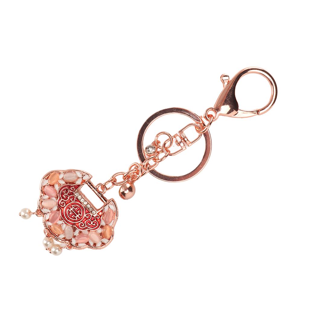 Chinese Style Keychain Best  es Zinc Alloy Rhinestone Shinny Fashionable Handbag Key Ring for Car Decor
