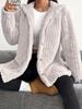 Cappotto di Peluche Morbido da Donna Autunno/Inverno 2025 Europa, Colore Unito, Manica Lunga, con Cappuccio, Vestibilità Larga