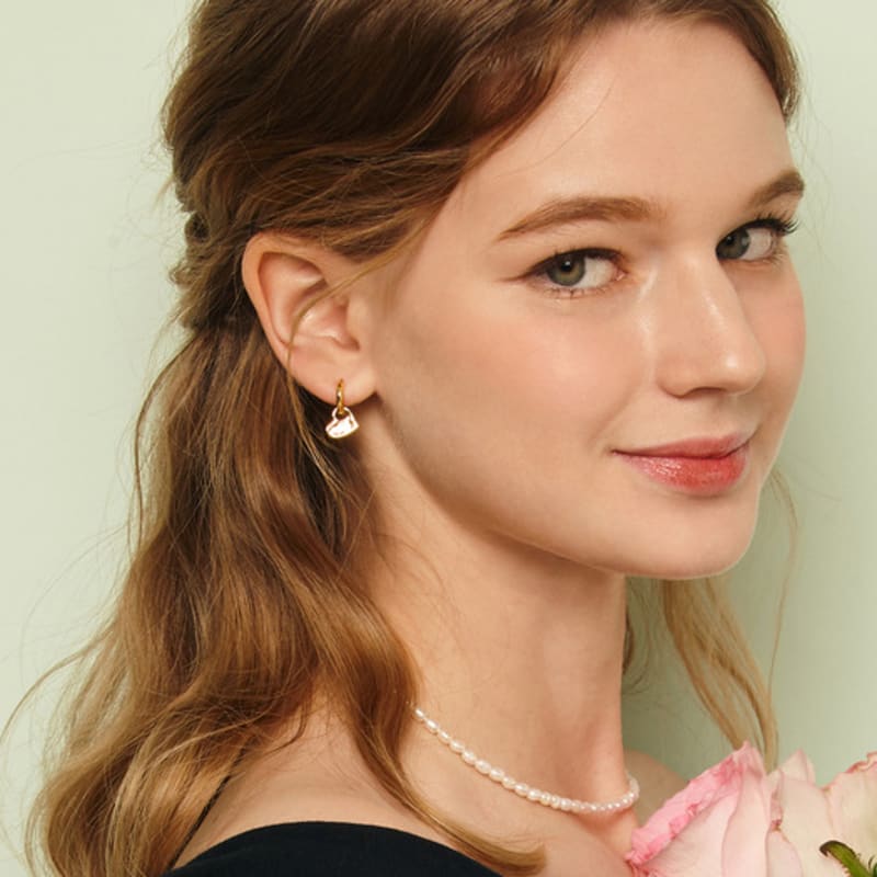 Murmur [925silver]Heart Craft Hoop Earring