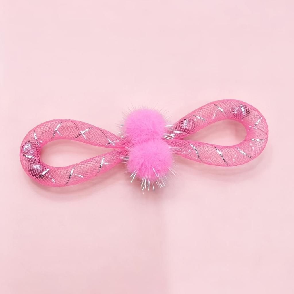 5pcs Colorful Bowknot Cat Toys with Pom-pom, Interactive Cat Chew Toys for Indoor Cats, Bite-Resistant Kitten Teething Toys, Assorted Colors