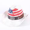 American Flag Cowboy Hat Popular Men's and Women's Sunshade Top Hat Independence Day Party Western Style Fashion Straw Hat