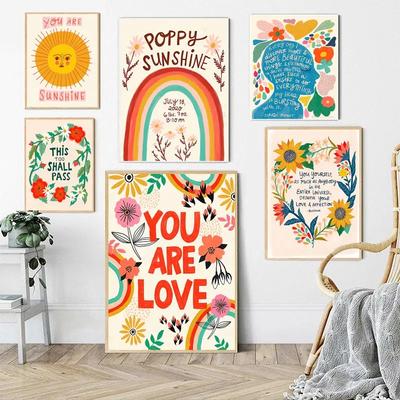 Inspirational Quote Art Poster Boho Nursery Color Canvas Painting Claude Monet Wall Print Flower Picture Study Room Home Decor