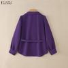 ZANZEA Women Casual Turn Down Collar Long Sleeve Elegant Blouse