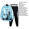 2 Adet/Takım Erkek Manzara Baskılı Eşofman Takımı Kapşonlu Bağcıklı Uzun Kollu Sweatshirt Elastik Bel Cepli Jogger Pantolon Takımı