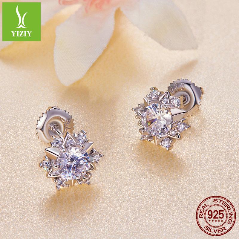 50 Points Shining Mozzarella Diamond Stud Earrings For Women, Bright Star S925 Silver Platinum Plated Earrings Are In Stock.