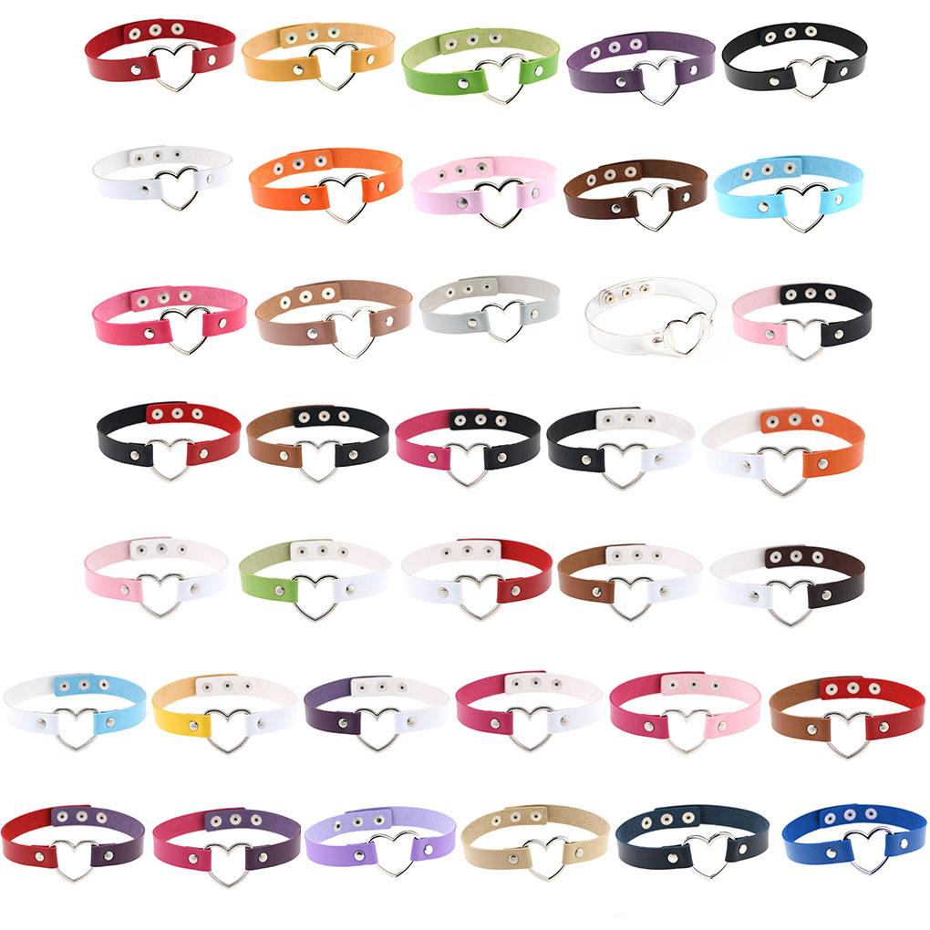 Buntes Halsband Japanischer Stil Halloween Damen Accessoire Leder Choker Kette Halsband Verstellbar Funkelnder Herz Choker