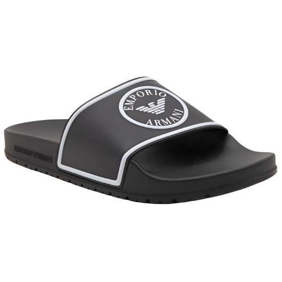 Emporio Armani Round Toe Slip-On Sandals Men Sandals Black XJPM14XN870A120