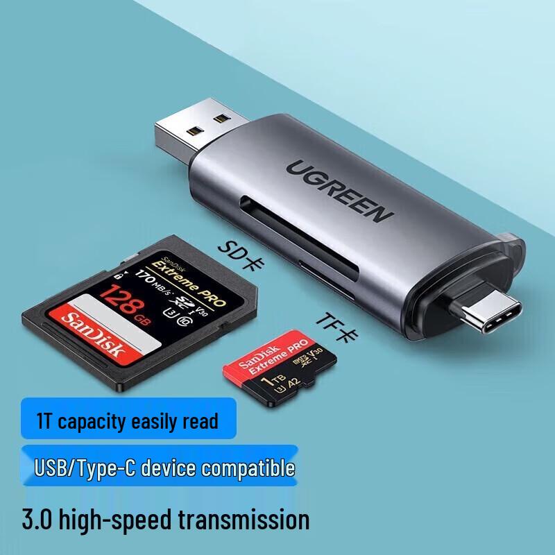 UGREEN CM185-50705 Type-C & USB 3.0 SD/TF Card Reader