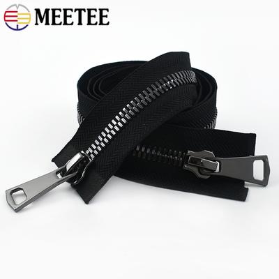 Meetee 70/80/90/100cm 8# Cremalleras Metálicas de Extremo Abierto con Doble Deslizador Cremalleras para Ropa Bolsas Cierres de Bloqueo Automático Accesorios de Costura DIY para Reparación