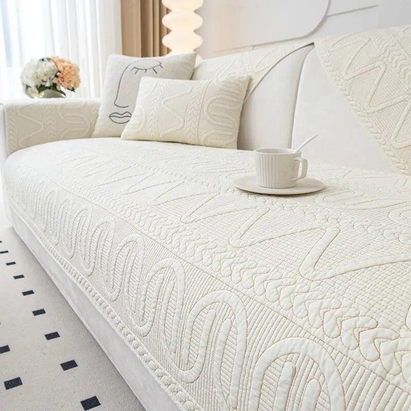 Simple Sofa Cover 100% Cotton Four Seasons Non-Slip Cushion Modern Universal Cover Cloth Towel Leather Backrest Soft Cushion