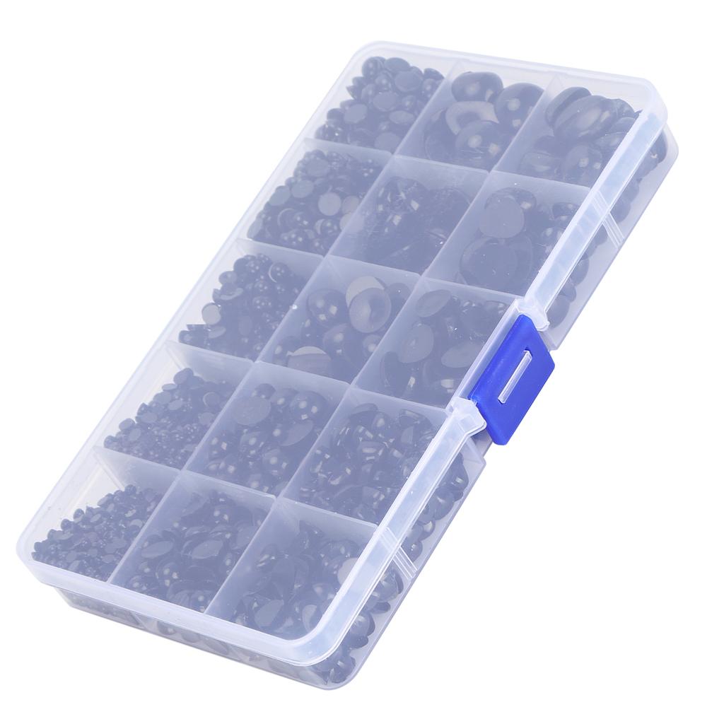 2575Pcs Plastic Eyes and Noses Pack Safety DIY Craft Kit Set with A Storage Box for Toy DollBlack