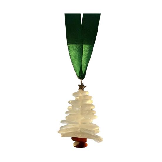 Sea Glass Christmas Tree Ornament Sea Glass Tree Resin Craft Ocean Beach Xmas Hanging Ornament for Home Collection Holiday Decoration