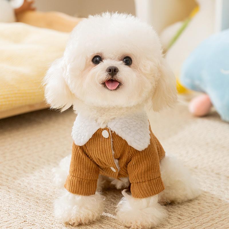 Pet Cotton-padded Corduroy Teddy Bichon Yorkshire Small Dog Kitten Autumn and Winter Warm Cat Dog Clothes