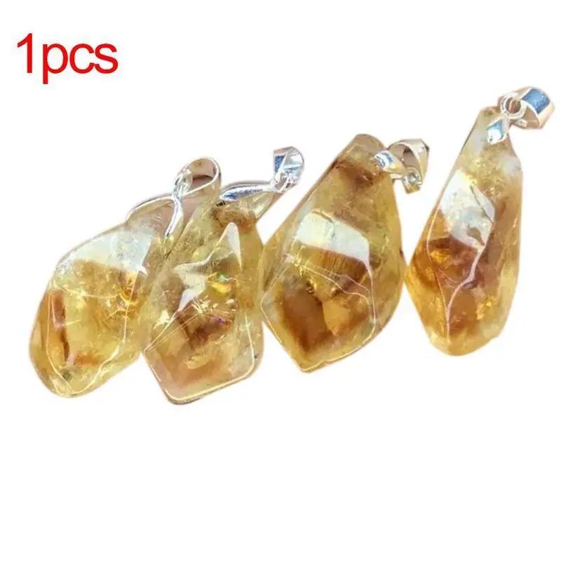 

Natural Citrine Charm Pendant Healing Crystals Enegry Stone For Diy Jewelry Making Pendant Irregular Yellow Pagoda Crystal Y6A9