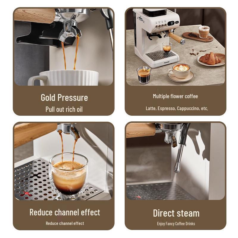 Italian Semi-Automatic Coffee Machine with Temperature Control, Low-Pressure Extraction, and Milk Frothing
