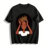 Black Queen Crown Print Casual Short Sleeve T-Shirt Pure Cotton T-shirt