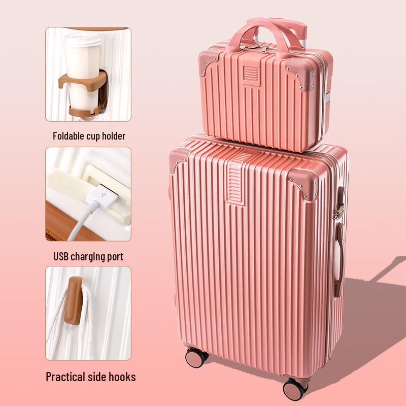 JOURHEY SHI Lightweight Rolling Suitcase with USB Cup Holder
