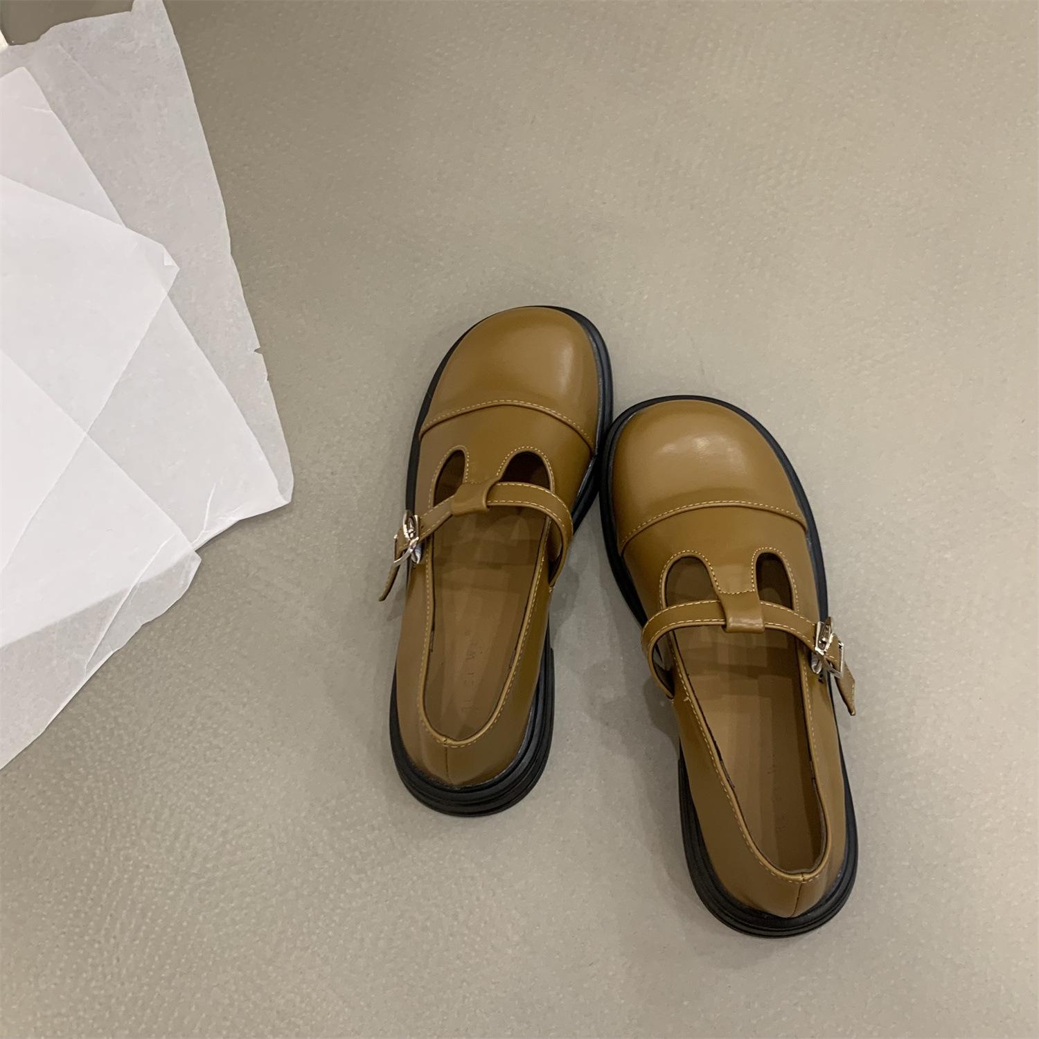 

Туфли Мэри Джейн на плоской подошве, женские, ретро, маленькие, кожаные, с коротким горлом, однотонные, простые, женские, осенние туфли 40 хаки