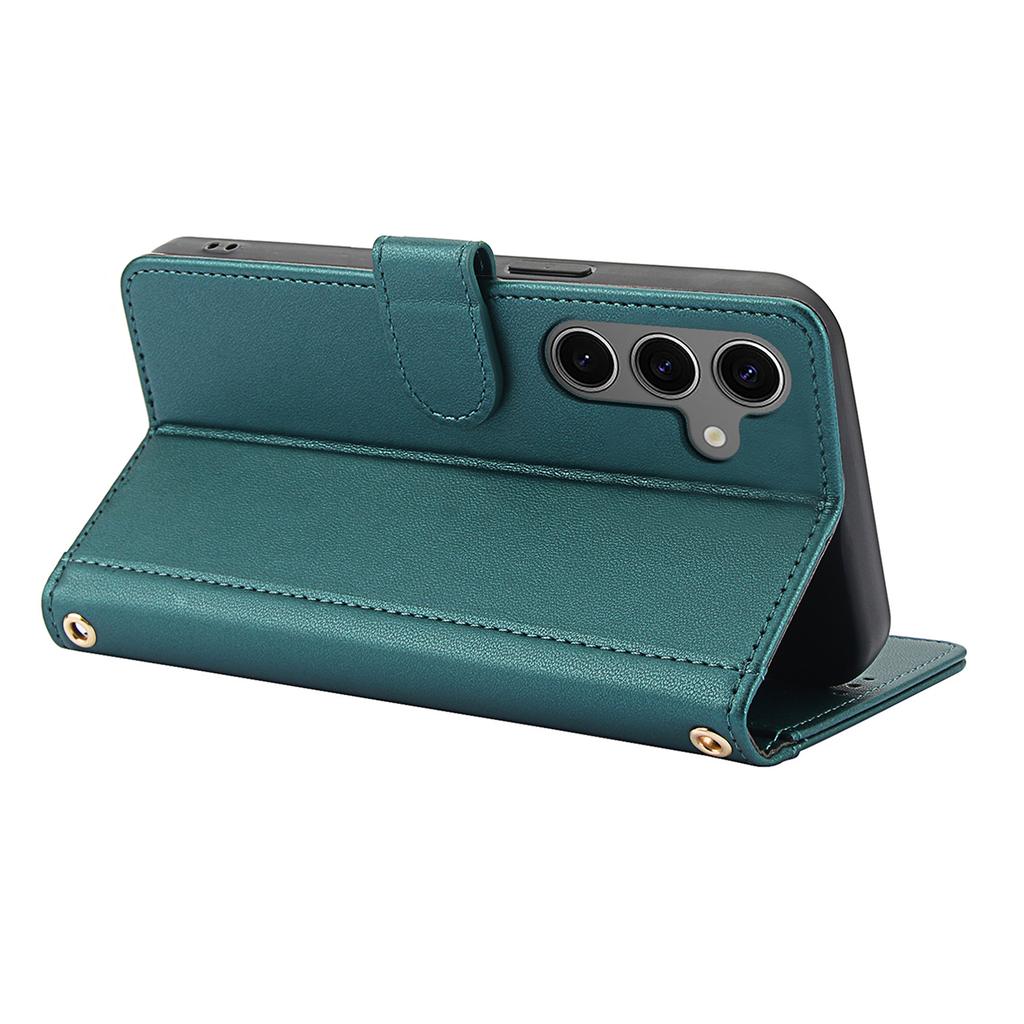 For Samsung Galaxy S26+ Case PU Leather Stand View Phone Wallet Cover with Hand Strap