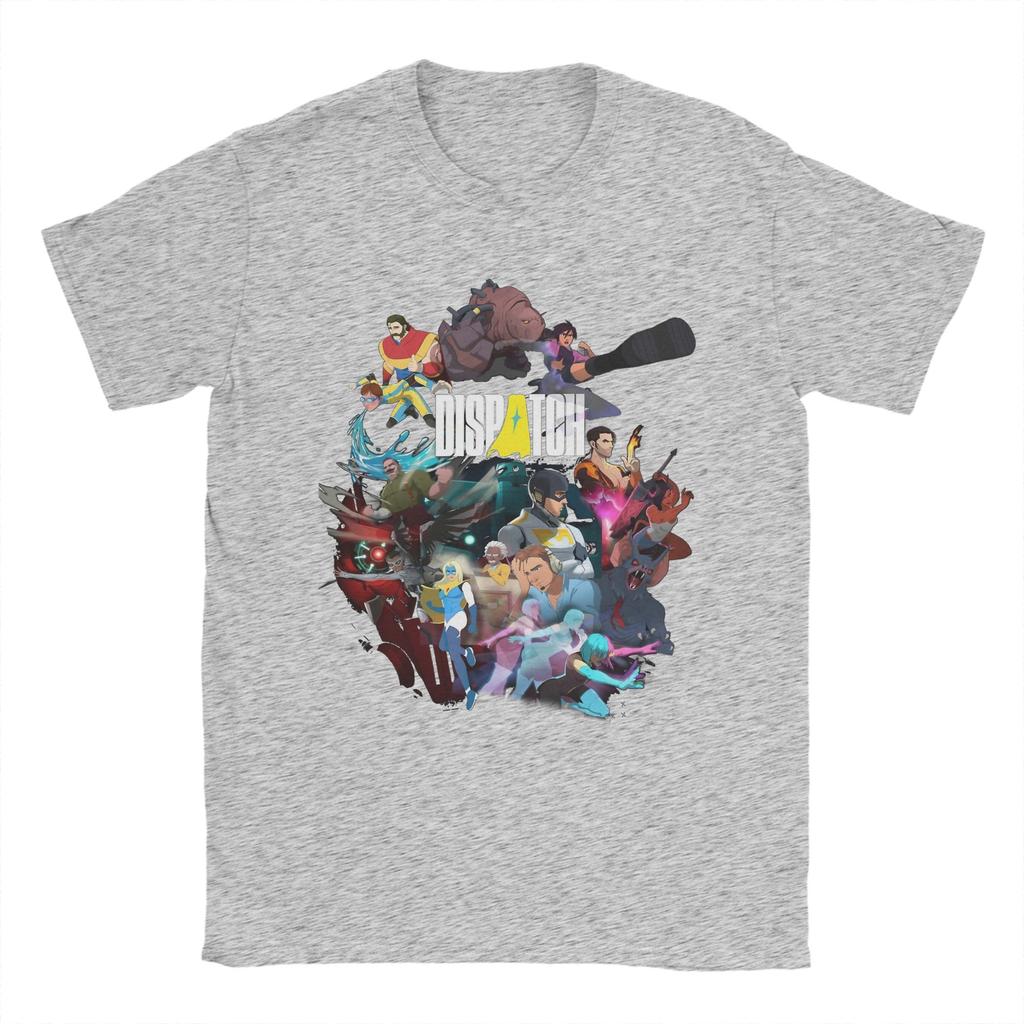 Dispatch Game Character Collage Cotton TShirt For Men Beach Vintage T Shirts O Neck Trending Tees Oversize Custom Logo Tops