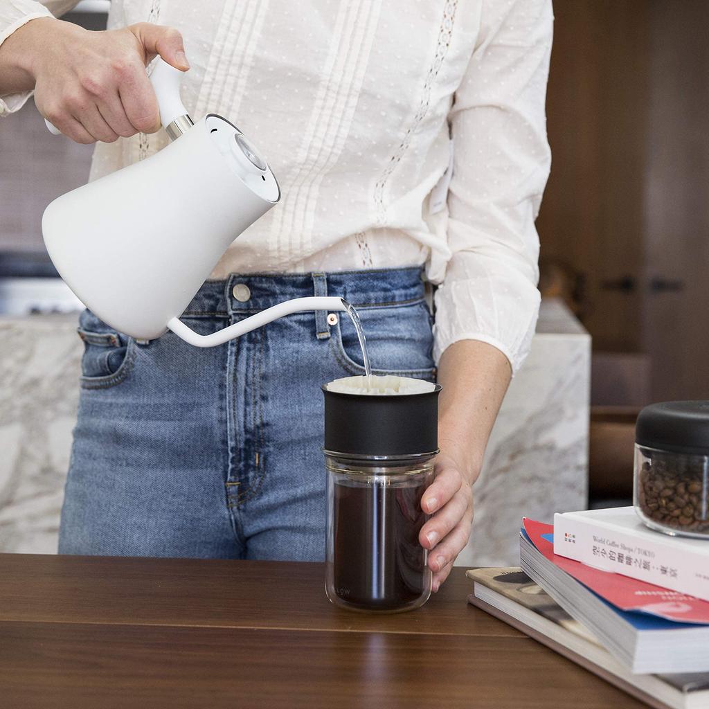 Fellow Stagg Stainless 1L with Ideal for Camping and Outdoor Activities Pour-Over Kettle, Steel, Capacity, Thermometer, (White)