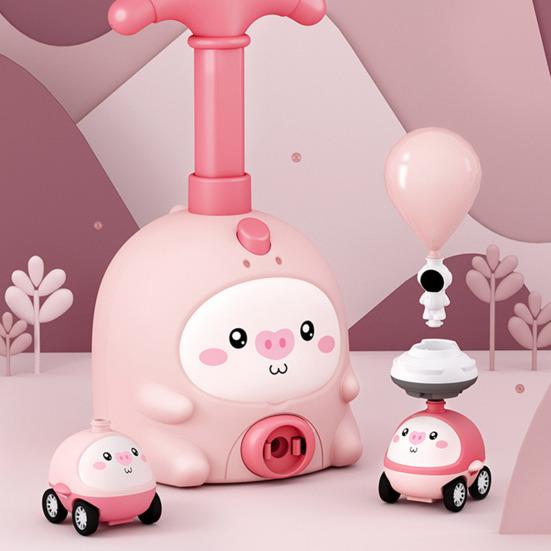 Balloon Powered Air Rocket Launcher Car Toy for Kids STEM Science Experiment Vehicle with Animal Astronaut Figure Dual Mode Fun