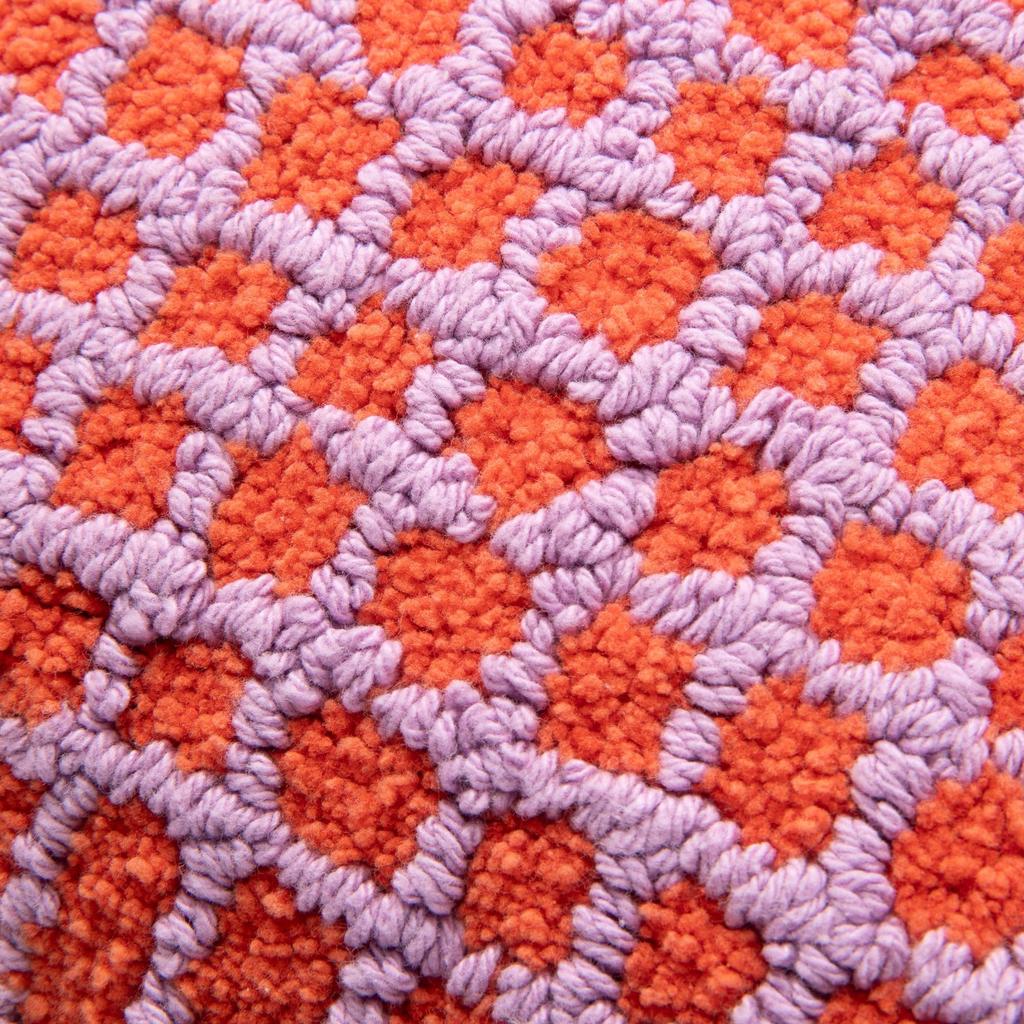 Francfranc Tufted Plaid Cushion Cover, 45cm X 45cm, Orange (035) - Perfect for Interior Decoration, Housewarmings, or As a Gift.