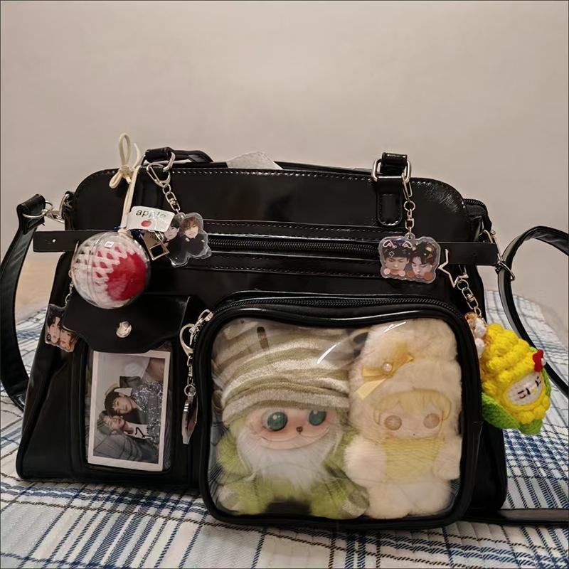 Japanese Y2k Itabag Lolita Girls Crossbody Bag Fashion Harajuku Handbag Multi-pocket Badge Transparent Display Shoulder Bag