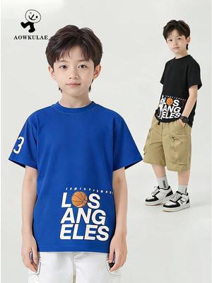T-shirt Estive Trendy Coreane a Manica Corta Stampate per Bambini - Top Traspiranti da Esterno per Ragazzi
