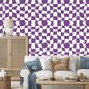 Wallpaper Casual Checkerboard Purple, White and Light Gray 50x1000