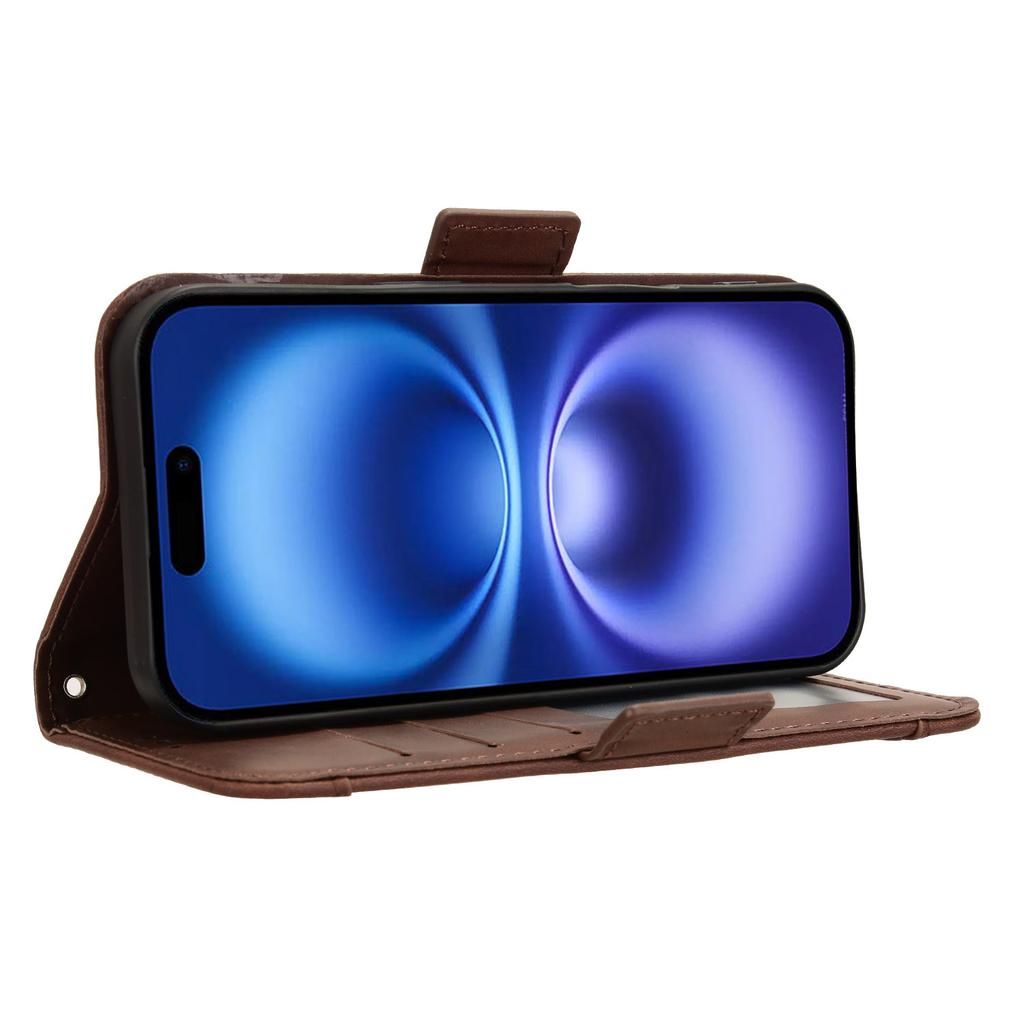 Etui skórzane na iPhone 16 Plus, Pokrowiec-portfel na telefon z wieloma przegródkami na karty