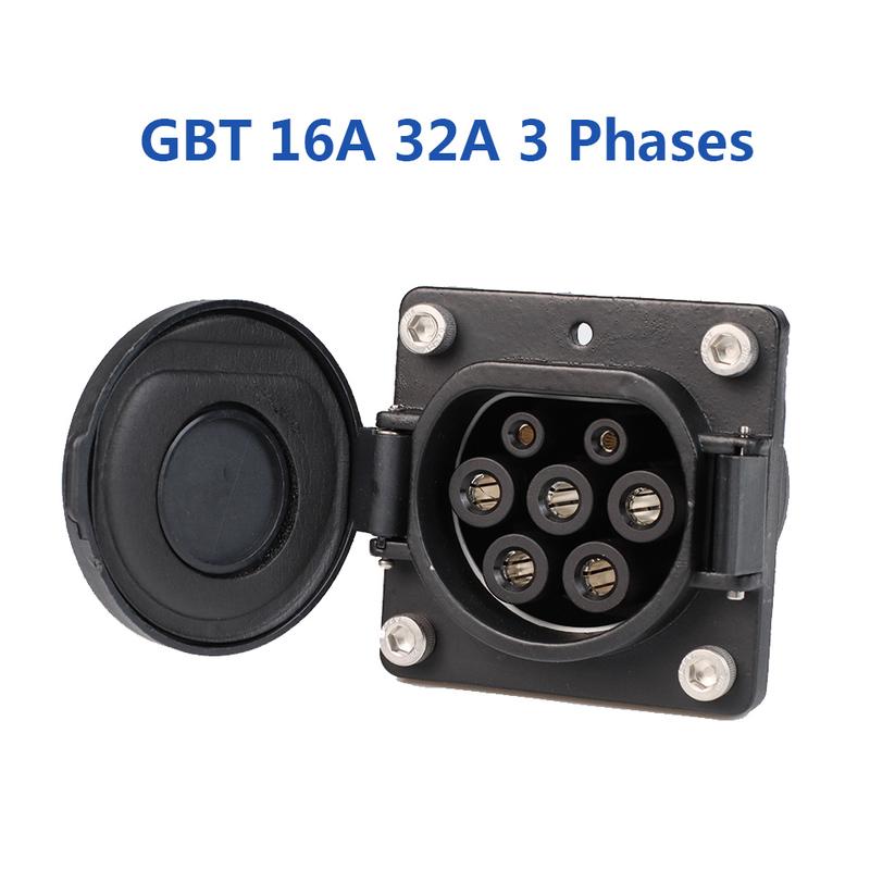 3.5KW 7KW GBT EV Connector 16A 32A 1P EV Charger Socket Inlet EV Charging Socket Without Cable For Chinese Standard Electric Car