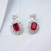 Zhou Hengfu S925 Sterling Silver Vintage Pigeon Blood Red Corundum Dangle Earrings