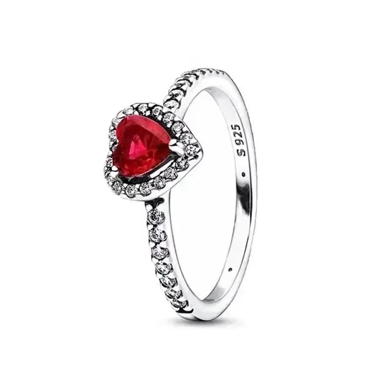 High quality 925 silver gold ring luxury heart-shaped crown circular zircon ring women's charm jewelry gift
