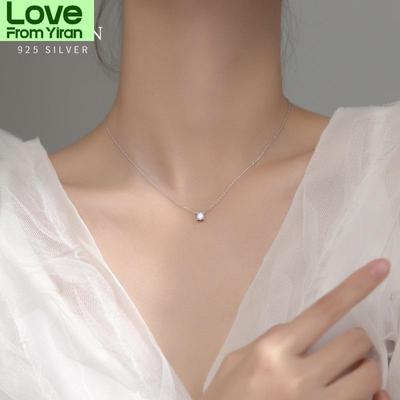 Brands Simple 925 Sterling Silver Geometric Cut Sparkling Zircon Pendant Necklace For Women Wedding Engagement Jewelry