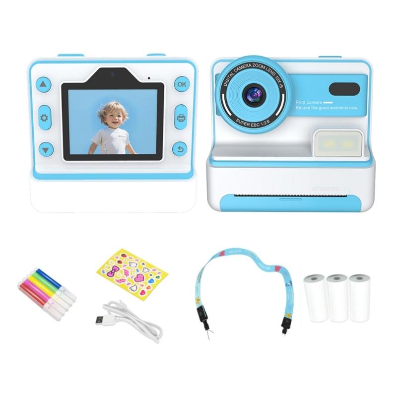 Children's Digital Camera Instantly Print 2.4inch Screen with Stickers & Filters for Photos Taking Video Recording Machine