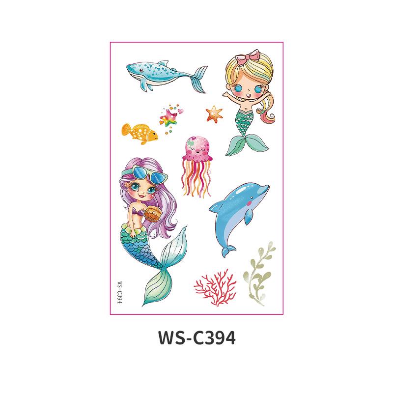 Waterproof Cartoon Princess Tattoo Set - Mermaid Theme for Kids