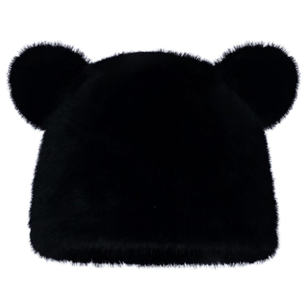 Cartoon Bear Plush Hat for Winter Lovely Animal Ear Warm Beanie Hat for Teens Adult Outdoor Sport Activity Skiing Hat