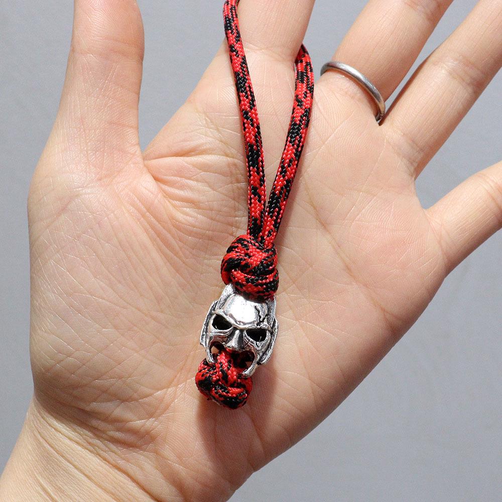Spartan Pirate Red Camouflage Paracord Keychain Pendant in Viking Style