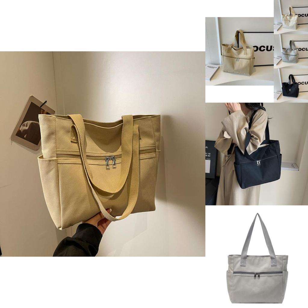 Stylish Street Fashion Large Capacity Canvas Tote Bag For Women With Inner Pocket